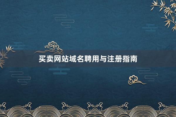 买卖网站域名聘用与注册指南